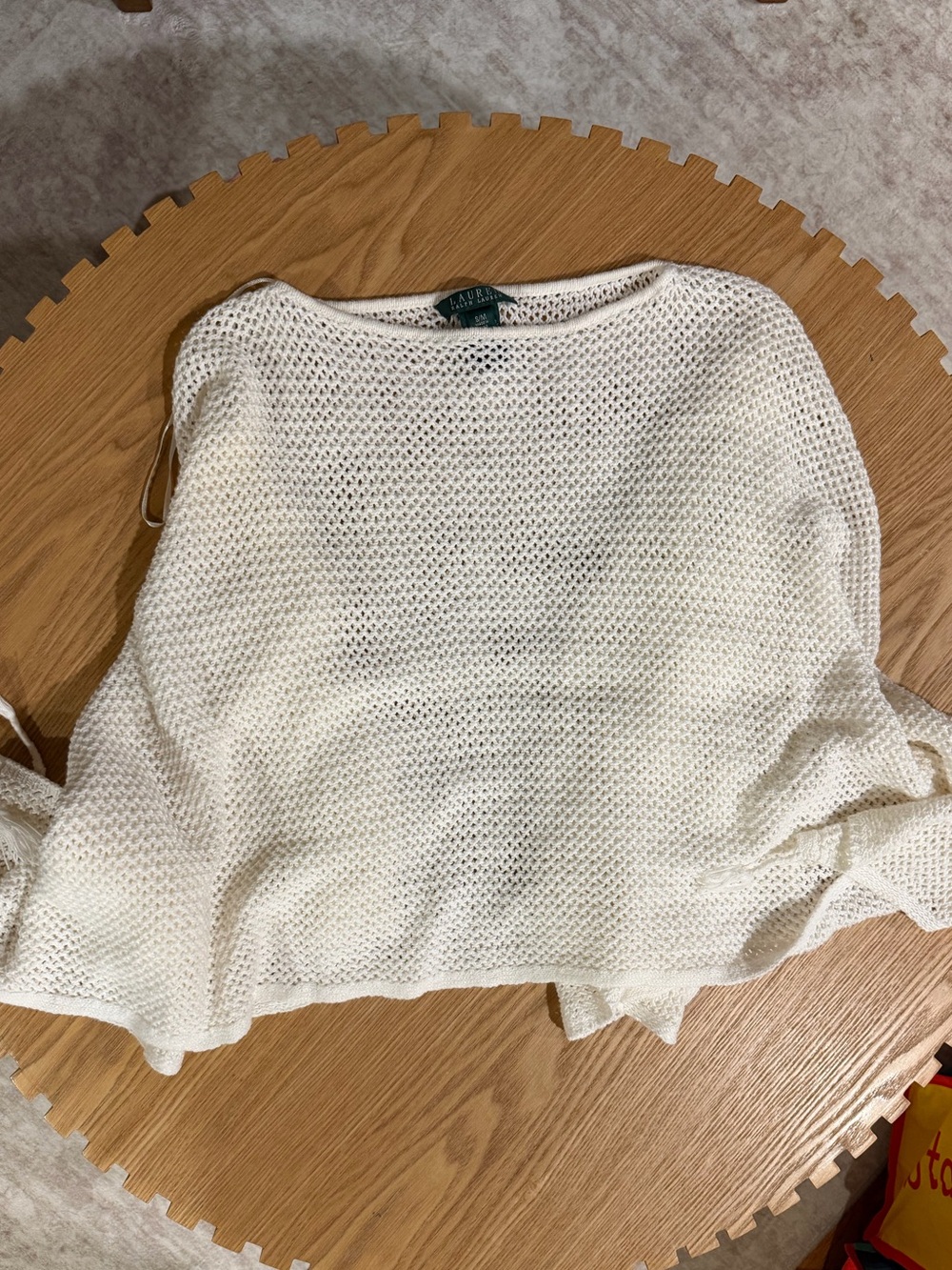 Lauren Ralph Lauren Cream Open-Knit Women's Poncho